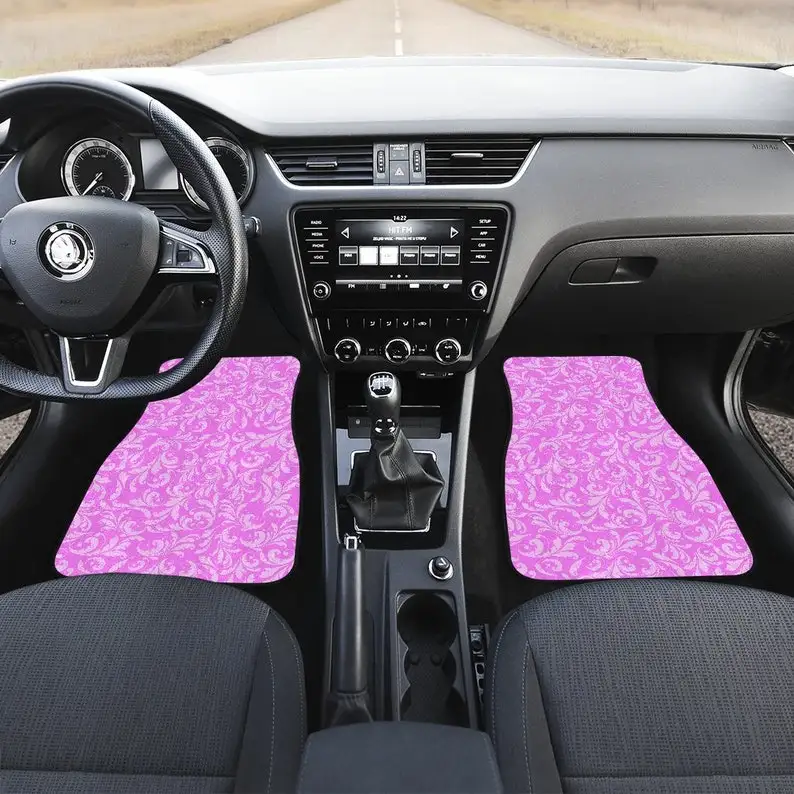 

Pink Floral Decor Car Floor Mats Set, Front and Back Floor Mats for Car, Car Accessories Carpets Thick SUV Trucks Van Sedans