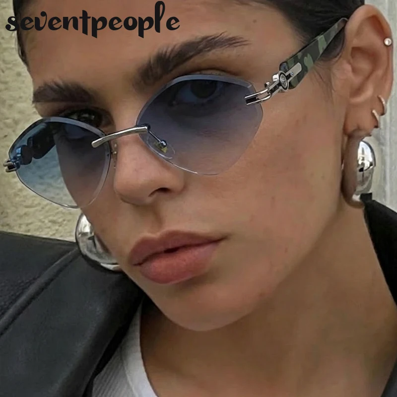 

Trendy Small Hexagon Rimless Sunglasses Women Classic Polygon Change Color Sun Glasses 2026 Luxury Brand Retro Travelling Shades
