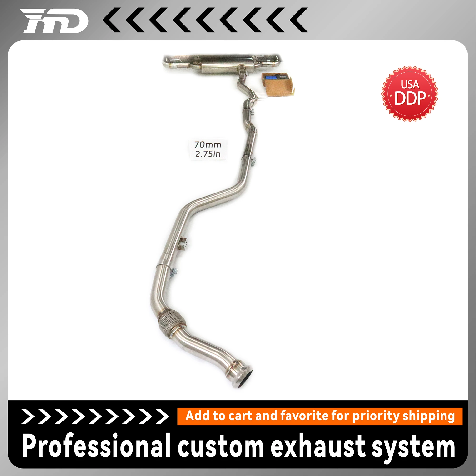 

for Mercedes Benz GLC300 X254 Muffler With Valve HMD Exhaust System Stainless Steel Performance Catback