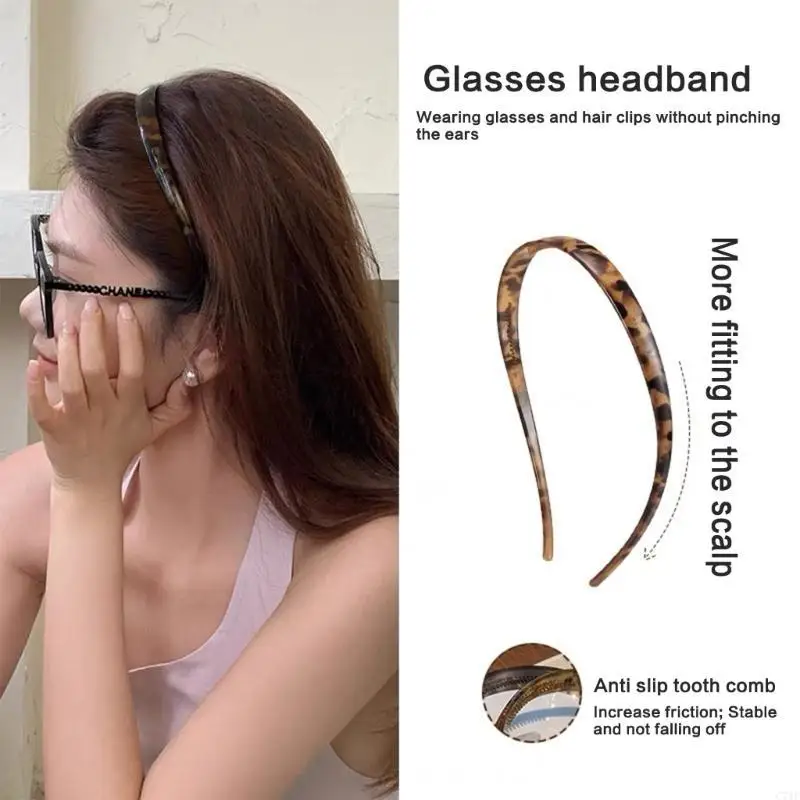 C71F Antislip hoofdband Bruidsmake-up hoofddeksels voor zonnebrillen Brillen Luipaardprint hoofdband