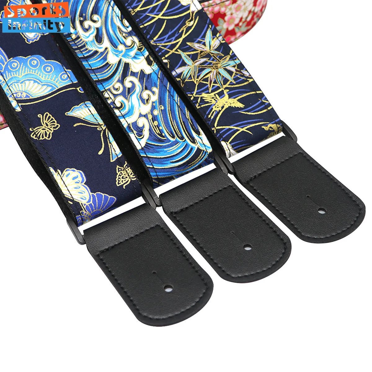 Retro Flower Printed Folk Wood Electric Guitar Strap Widened and Thickened Bass Guitar Universal Strap Guitar Accessories