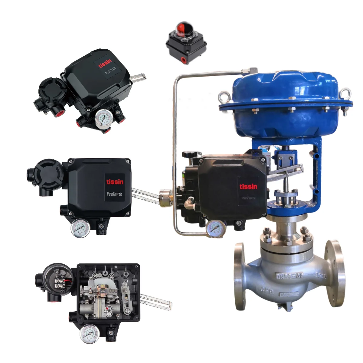 Pneumatic Control Valve With Tissin TS600L Electro-Pneumatic Valve Positioner And TS400 Limited Switch For On-off Valve