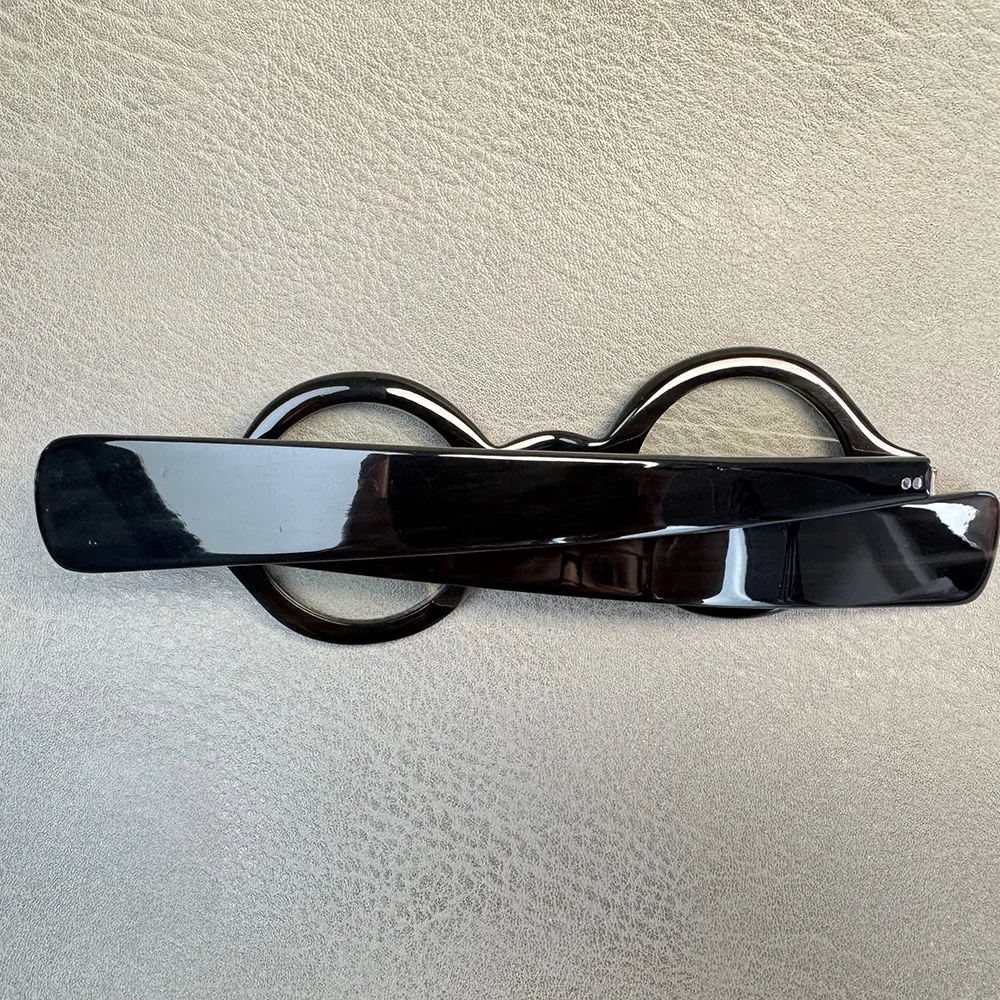 Eyeglass Frames Unique Small Round Vintage Optical Thick Eyeglasses Handmade Buffalo Horn Rivets Prescription Man Glasses Frames - view 5