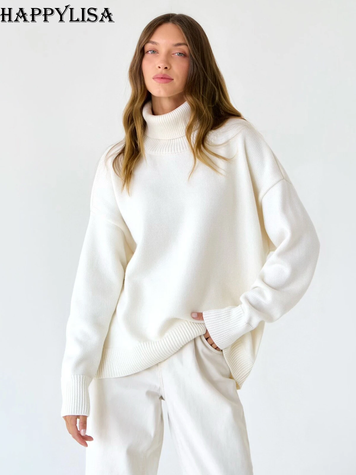 

Women Turtleneck Sweaters Winter Autumn Solid Elegant Thick Warm Long Sleeve Knitted Pullovers Ladies Casual Basic Sweater