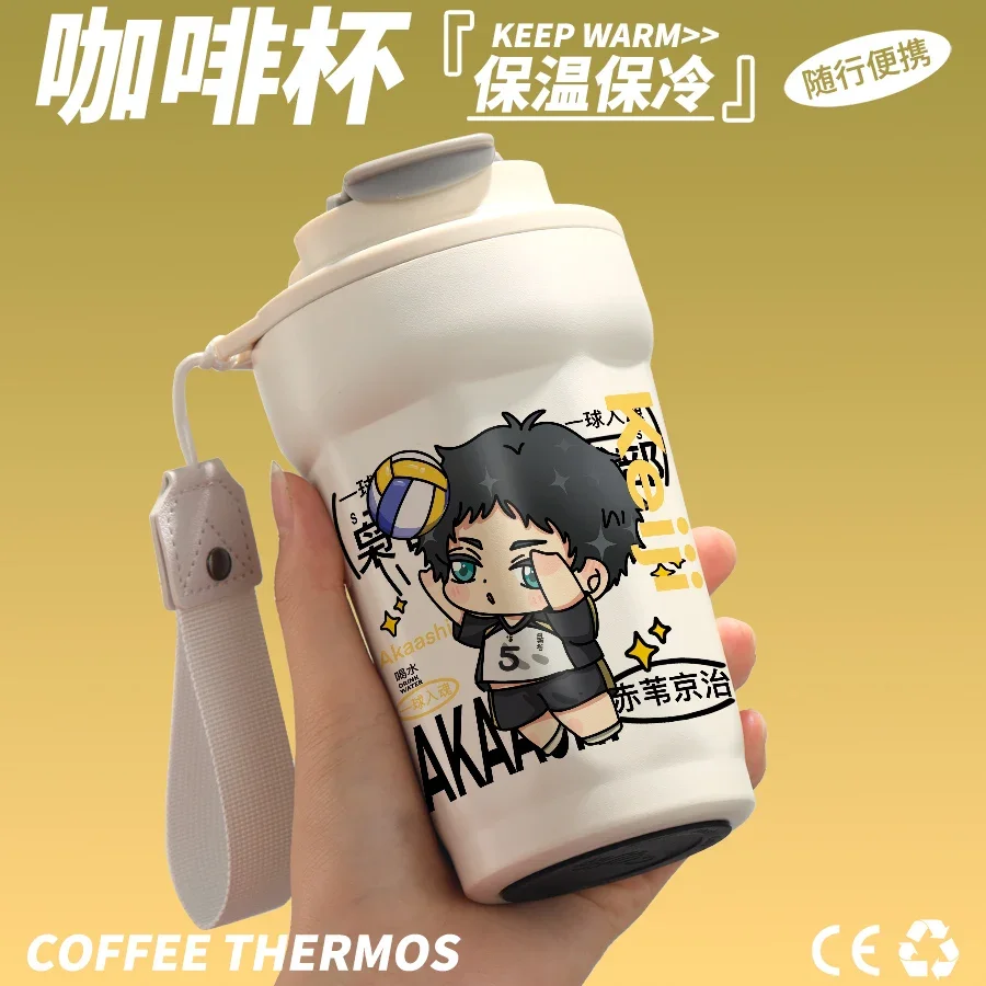 أنيمي هايكيو!! تأثيري الكرتون المياه الزجاج الحفاظ على الحرارة لطيف فنجان القهوة المحمولة الترمس معزول القدح هدية عيد ميلاد