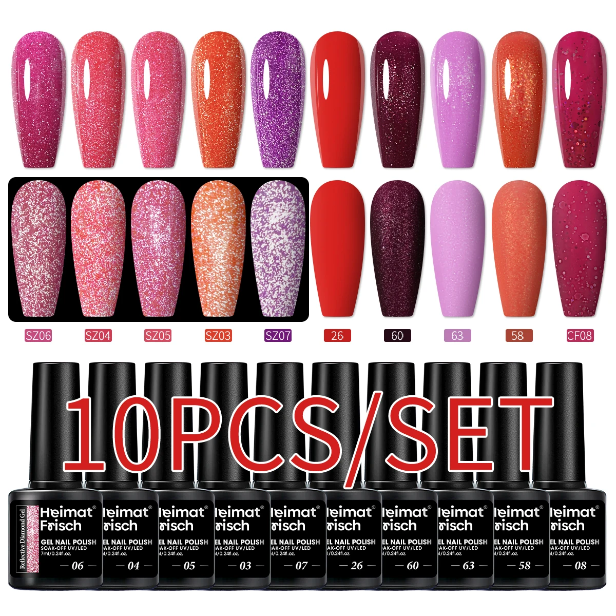 

10 piece set nail polish, 0.24 oz short glitter, absorbent LED nail polish for trendy nails, nail art accessories trendy .