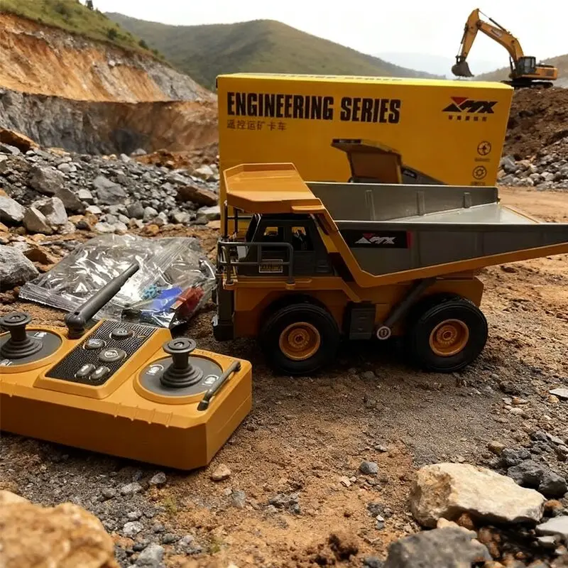 

1/12 20 см RC Самосвал со световым звуком и дистанционным управлением Minging Truck для детей, обучающий строительный автомобиль, игрушка в подарок