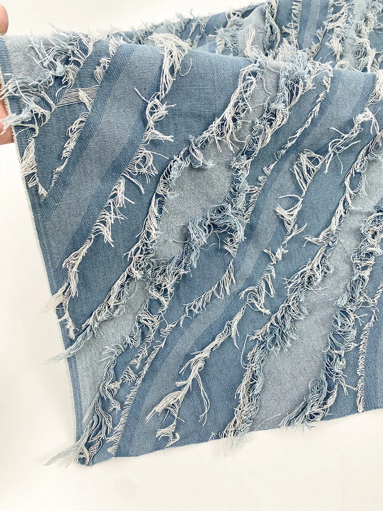 Stitching Frayed Washed Jacquard Fabric High-Grade Thick Clothing Designer