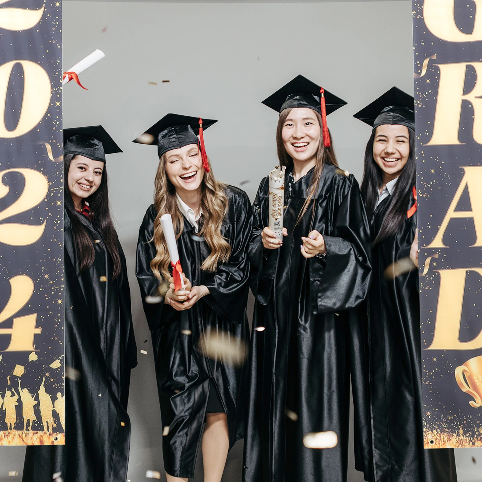 

1Pair Graduation Themed Door Banner 2024 Graduation Season Ornament Hangings for Porch Party Supplies Decorations Backdrop and