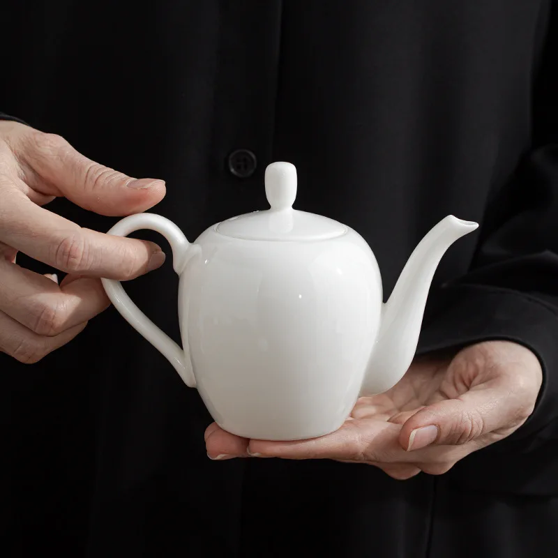 

Dehua White Porcelain Teapot Mutton Fat Jade Beauty Shoulder Pot Single Pot Ball Hole Filter Small Teapot Kung Fu Tea Set