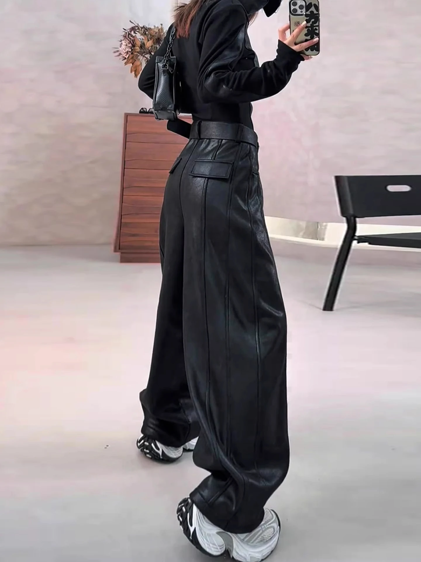 

Женские брюки с высокой талией и широкими штанинами, повседневные, свободного прямого кроя, универсальные, стройнящие, осенне-зимняя новинка