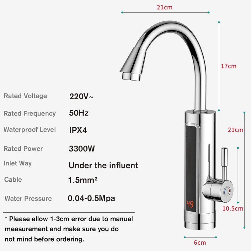 Calentador de agua eléctrico instantáneo, grifo de cocina, luz LED ambiental, pantalla de temperatura, grifo de calefacción instantánea para baño,