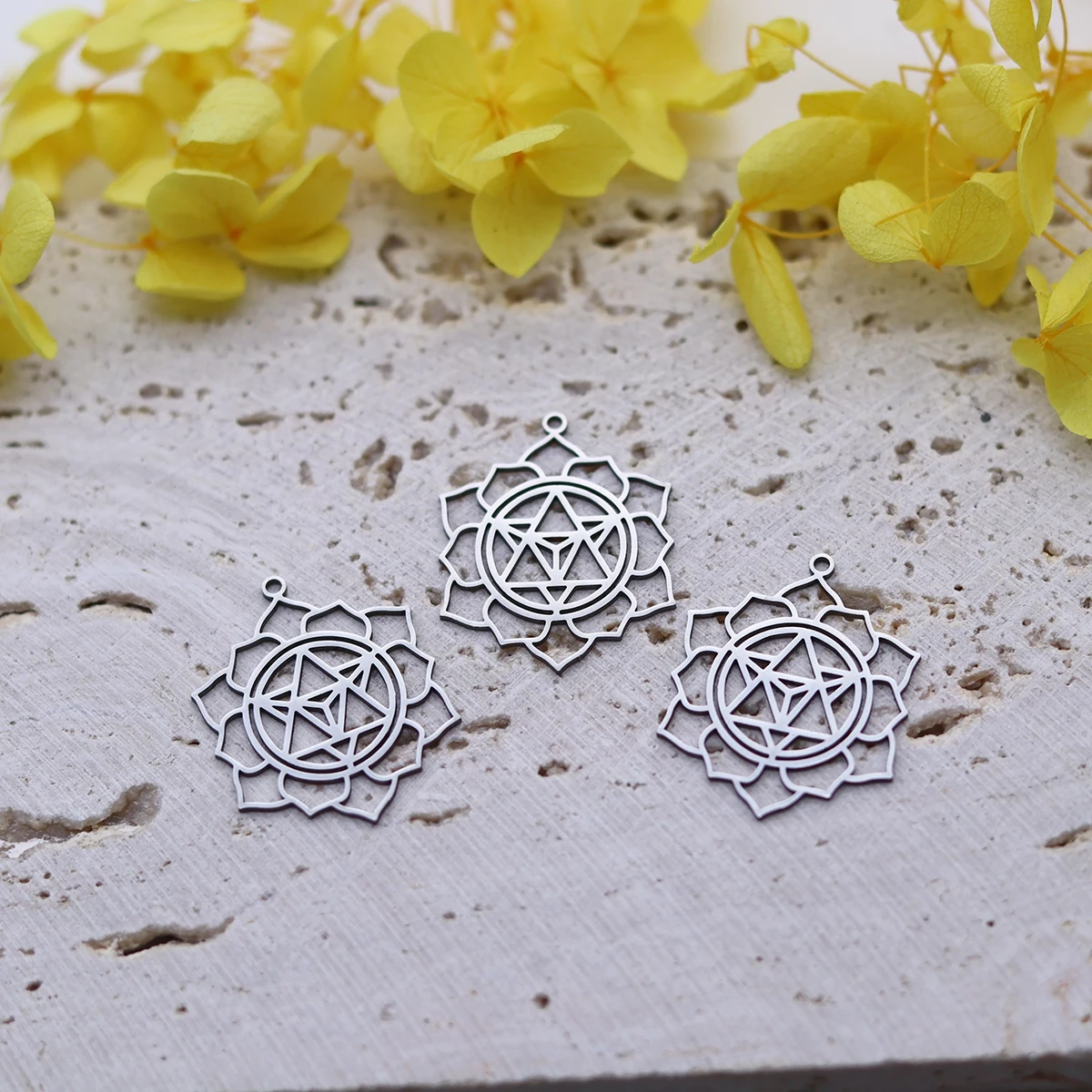3pcs DIY Jewelry Charms Witch Knot Lotus Amulets Stainless Steel Flying Bird Pendant for Bracelets Making Sweet Heart Accessorie