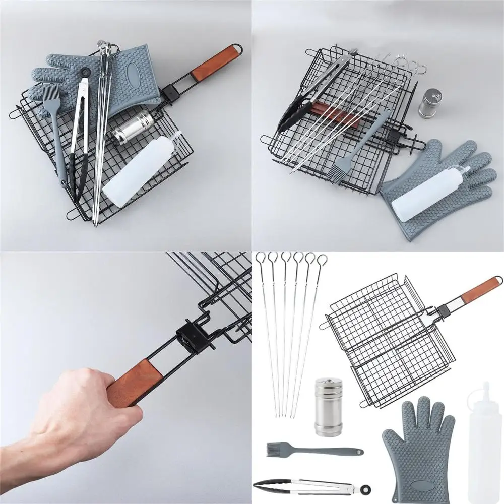 

Набор инструментов для барбекю из нержавеющей стали: щипцы, щетка, вилка, лопатка – комбинированный набор для гриля на открытом воздухе