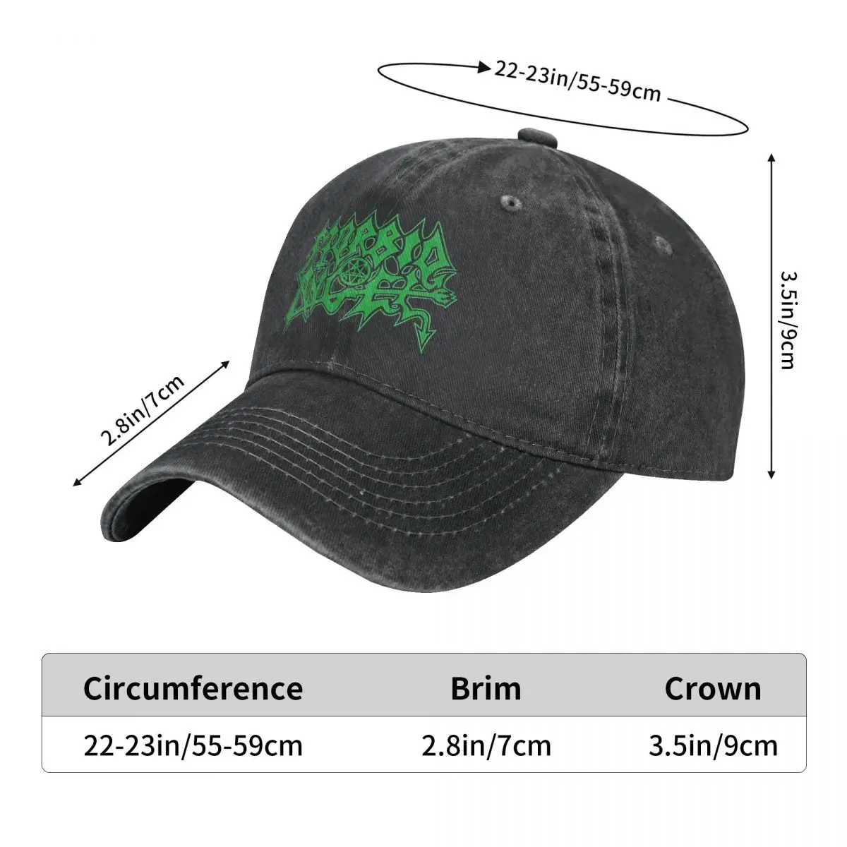 Morbid Angel Denim Baseball Cap Green Logo Fishing Hip Hop Hats Sun-Proof Men Classic Custom Baseball Caps