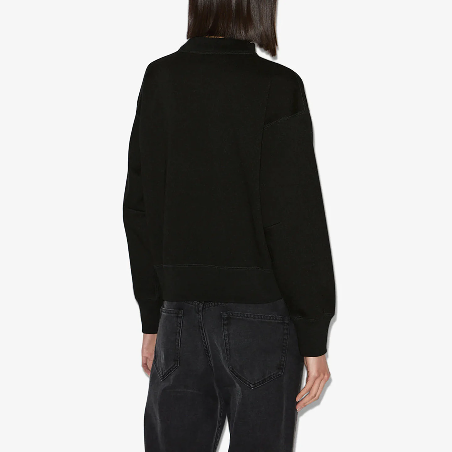 Spring 2026 Women's Classic Letter Pattern Bead Embellished Half High Collar Sweatshirt Casual Cotton Long Sleeve Top