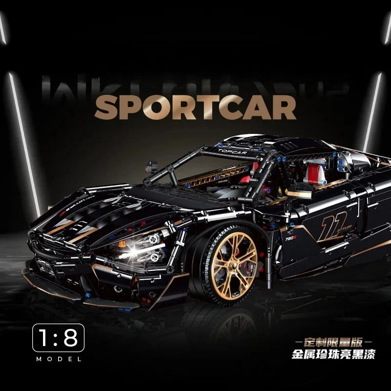 3284pcs 1:8 Super Sports Car Building Block GULY 10625 Chrome-Plated Finish Can Control Race Car Model Bricks Toy for Boys Adult