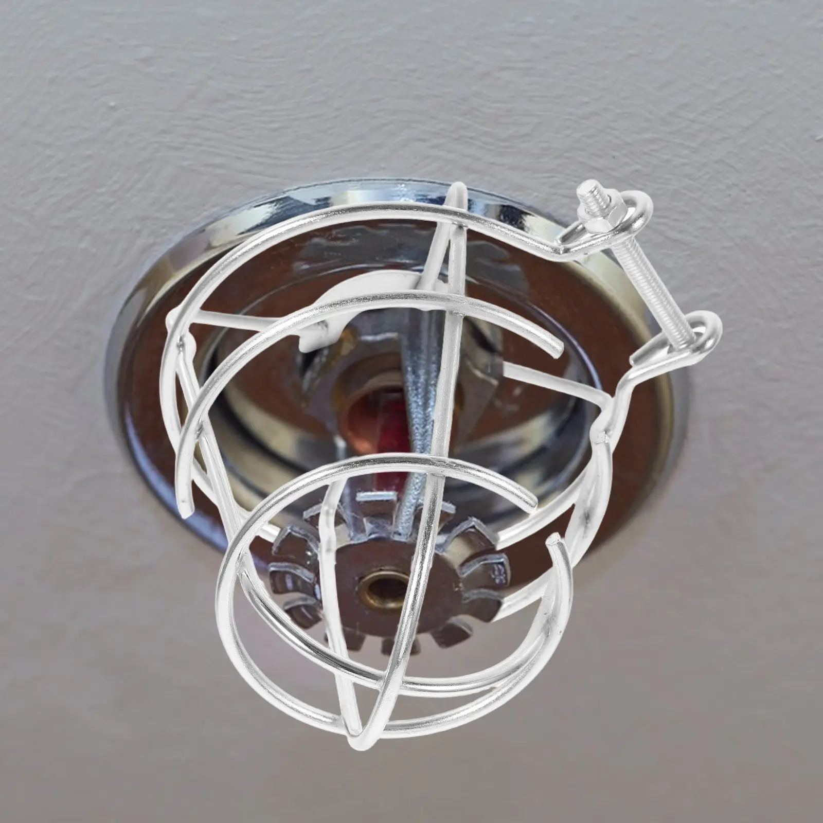 Fire Sprinkler Head Guard Metal Silver Flush Mount Protector Cover Easy Tool-Free Installation Ceiling Drywall Sprinkler Head