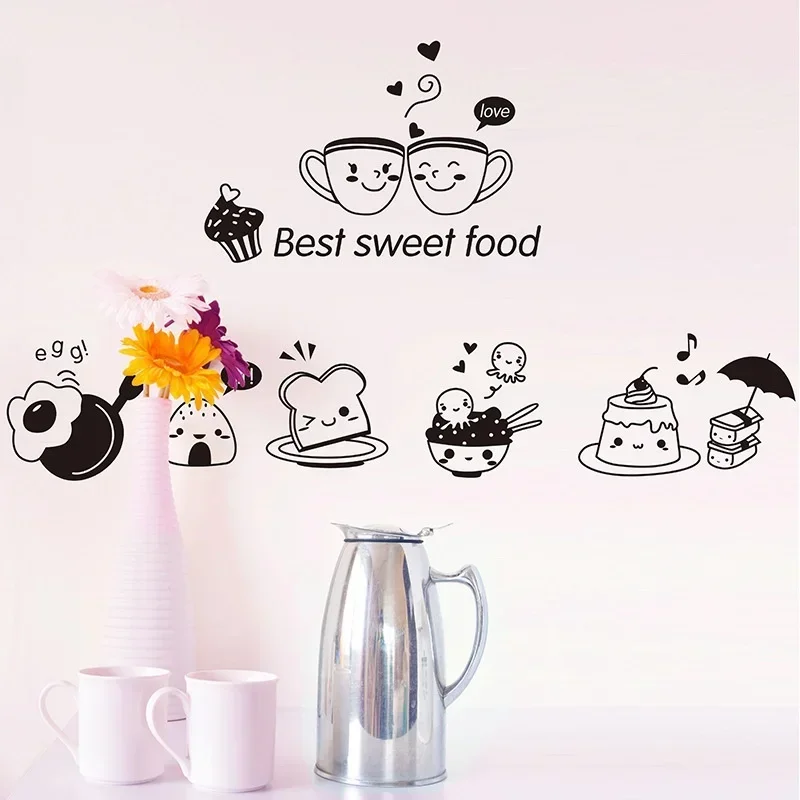 Kitchen Wall Stickers Coffee Sweet Food DIY Wall Art Decal Decoration Oven Dining Hall Wallpapers PVC Wall Decals