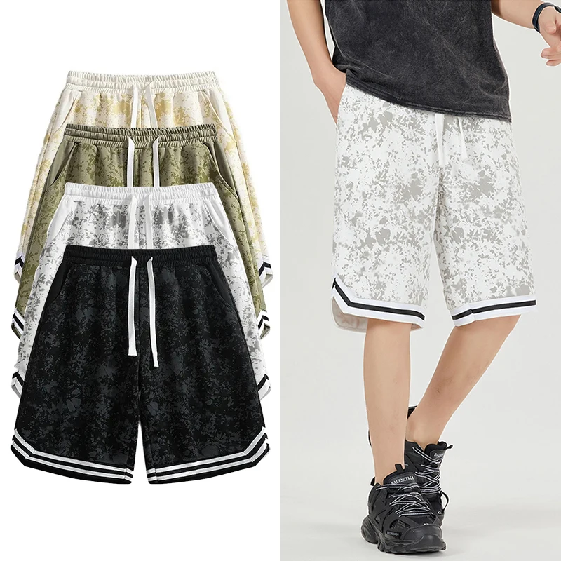 

Summer New Fashion Printing Men's Shorts Drawstring Elastic Waist Camouflage Five-Minute Pants Loose Breathable Shorts