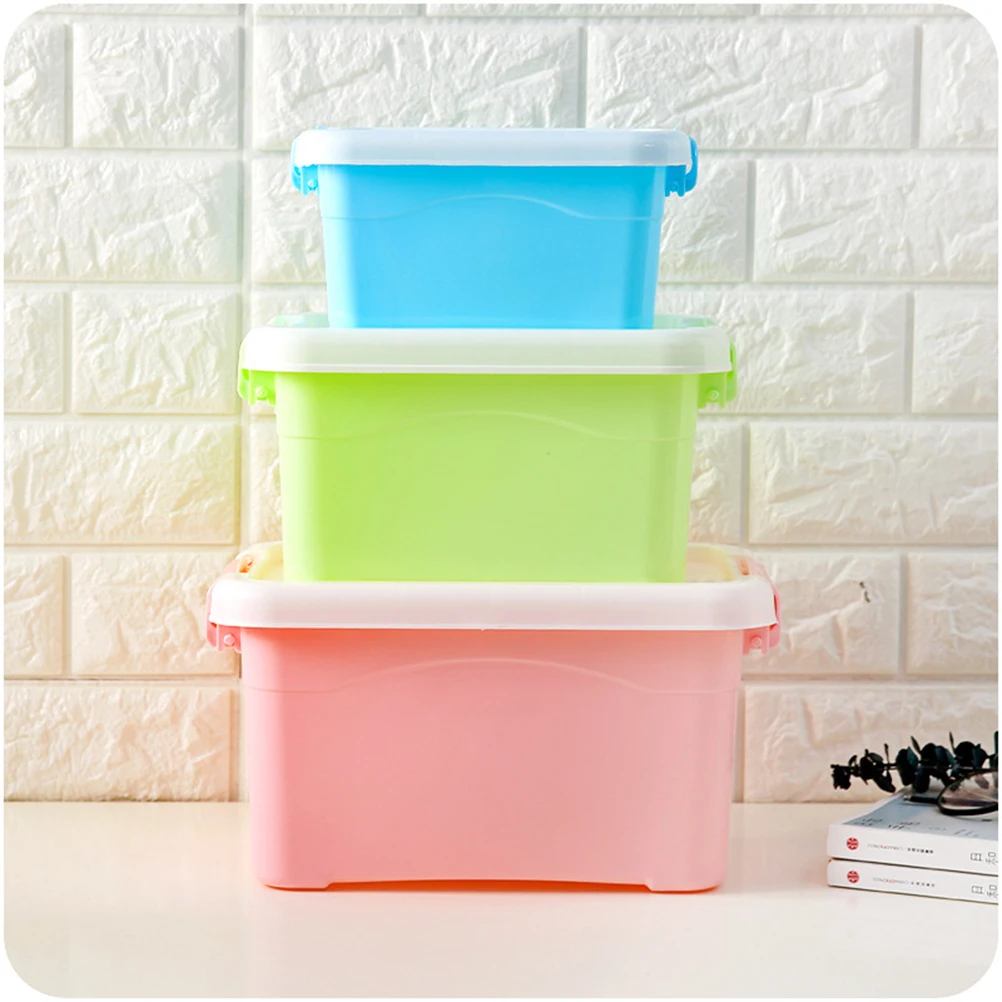 

Candy Color Portable Storage Box with Lid Plastic Cosmetics Container Household Storage Bins (Small Size) ( Color)