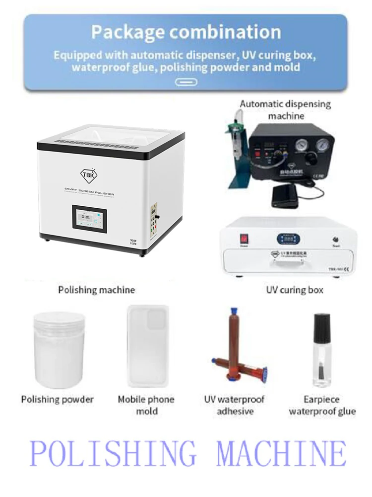 TBK 938F Desktop Mini Dual-station Mobile Phone Touch Screen Polishing Machine for Screen Scratch Polisher Machine iPhone Screen