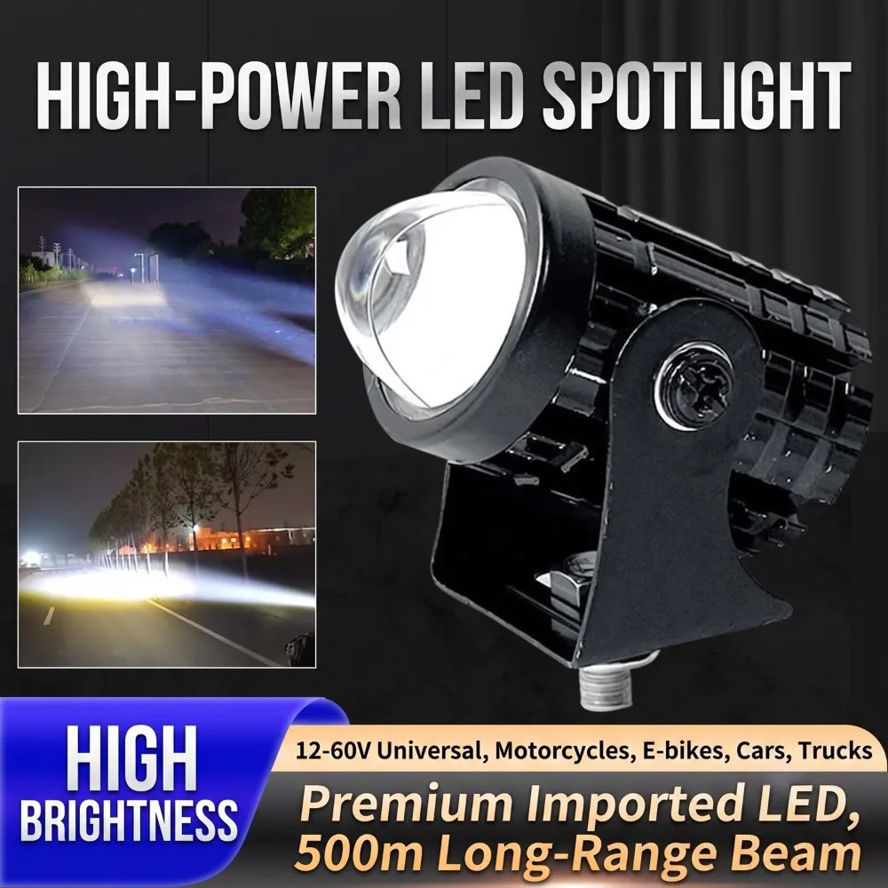 High Brightness Motorcycle Light, High/Low Beam Switch, Easy Install, Durable Lamp For Motorcycles, E-Bikes, Tricycles & Cars