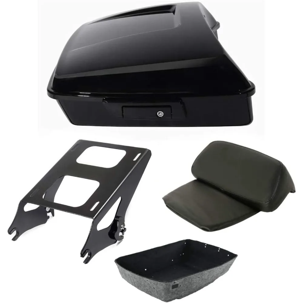 

MOTORPARTS Vivid Black Chopped Tour Багажник с кронштейном для спинки стойки, подходит для моделей Harley Touring Road King Road