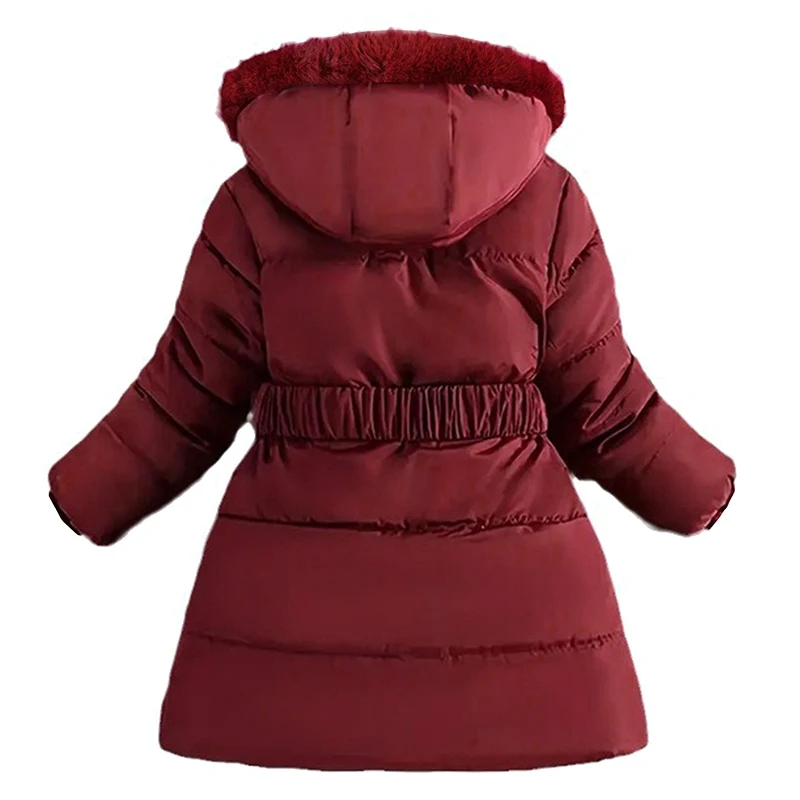 Winter Teen Girls Jacket Keep Warm Plush Lining Hooded Zipper Down Cotton Outerwear Fashion Princess Coat 6 7 8 9 10 11 12 Years