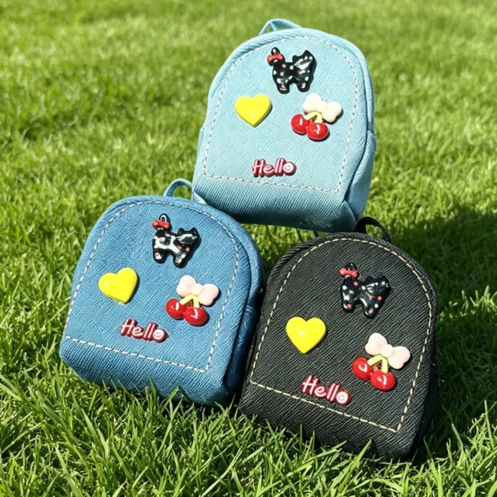 Mini Denim Coin Purse Cute Cartoon Keychain Bag Pendant Portable Lipstick Pouch Trendy Small Key Pouch for Girls Women gifts