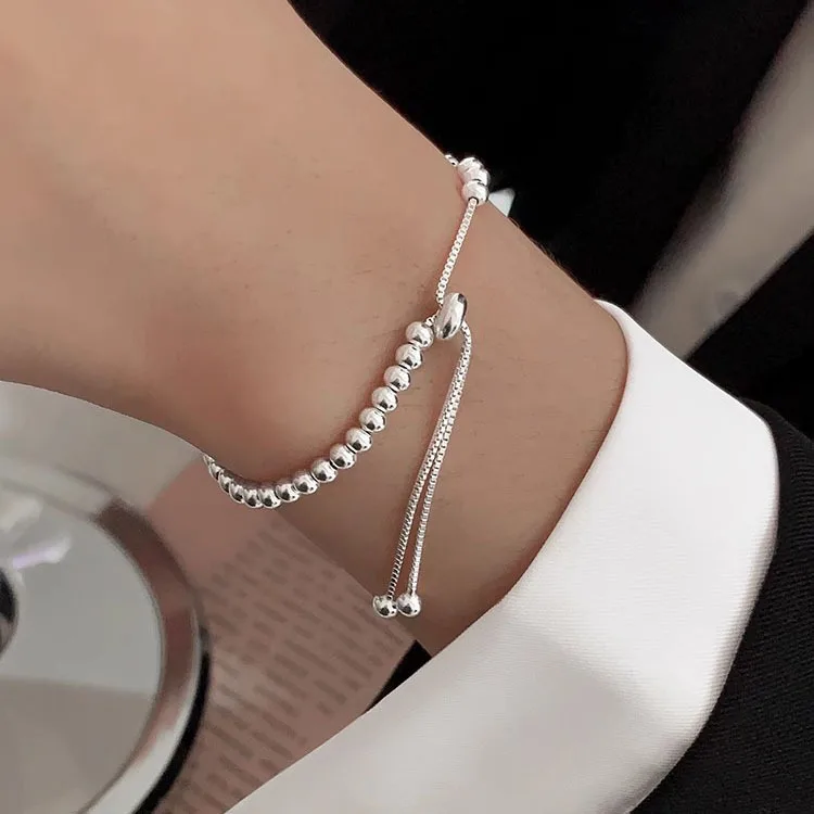 925 Sterling Silver Beautiful Bead Bracelets For Women Korean Fashion Designer Adjustable Bead Bracelet Luxury Original Jewelry - Image 2