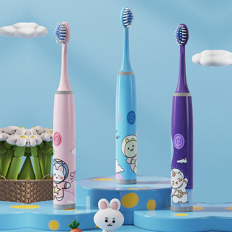 Children\'s Electric Toothbrush Color Cartoon Space Series Children\'s Soft Hair Cleaning Brush (Battery Not Included)