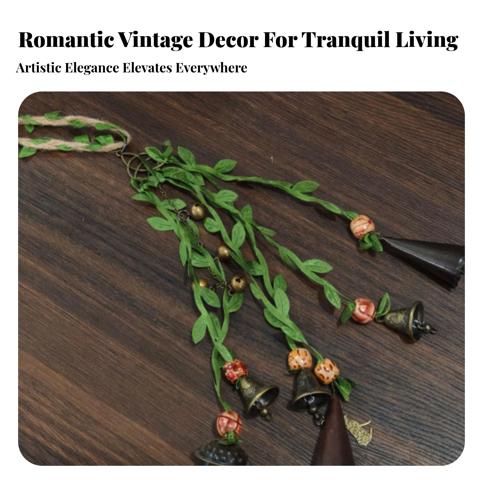 Hanging Wind Chime Ornament Brass Toned Braided Twine Bell Charm Vintage Bell Decor Gentle Jingle Sound