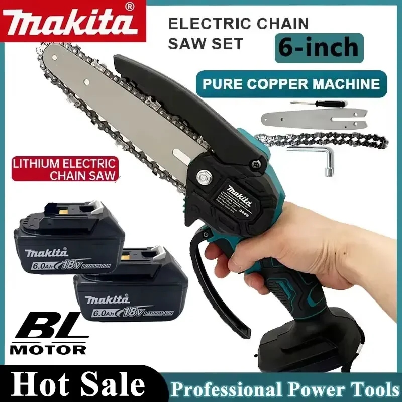 

Электрическая цепная пила Makita 6 дюймов, беспроводная, портативная, для обрезки веток деревьев, инструмент для деревообработки и садоводства, для аккумулятора 18В