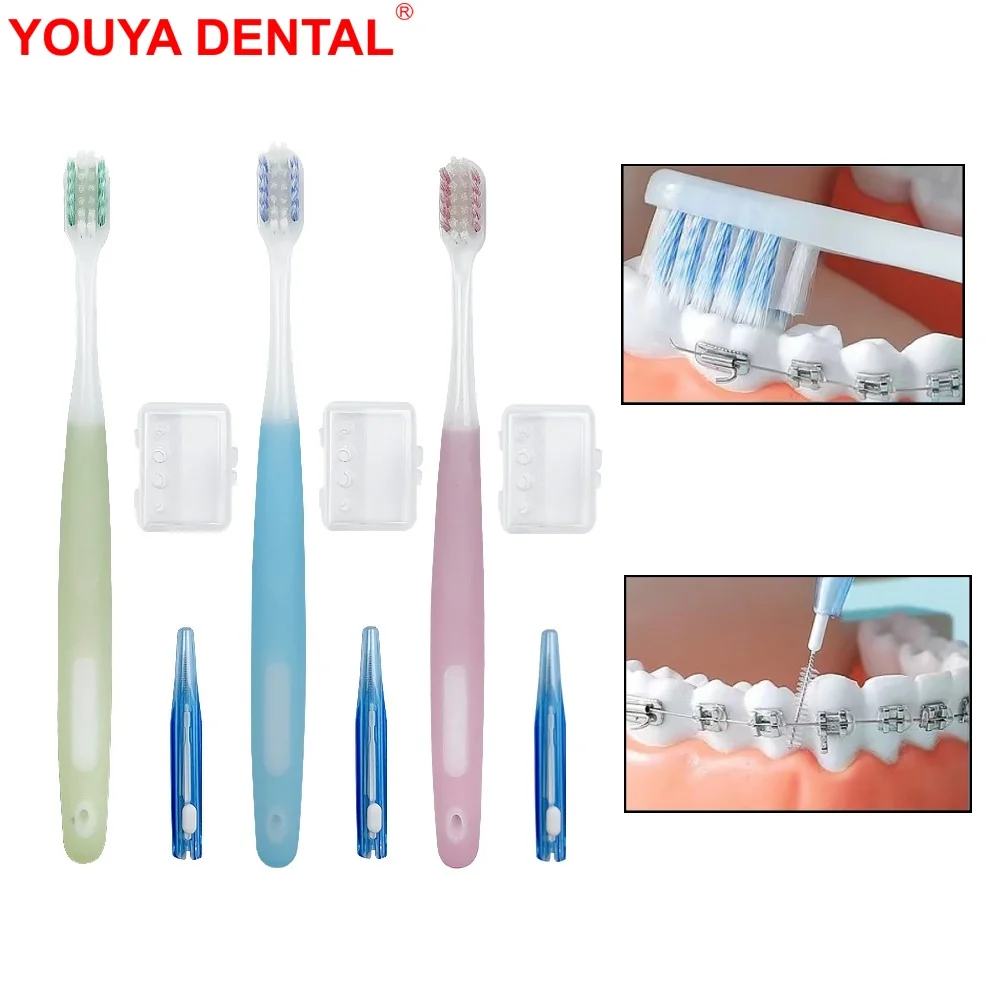 Cepillos de dientes de ortodoncia, herramientas de cuidado bucal, cerdas suaves, en forma de V, 5 piezas