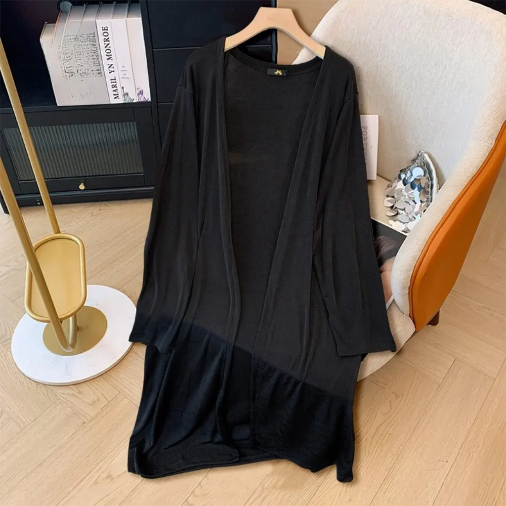 

Extra Large Size Women's Cardigan 150kg Thin Lazy Style Outer Wear for Spring And Fall Elegant Fat Mm Thin Cardigan