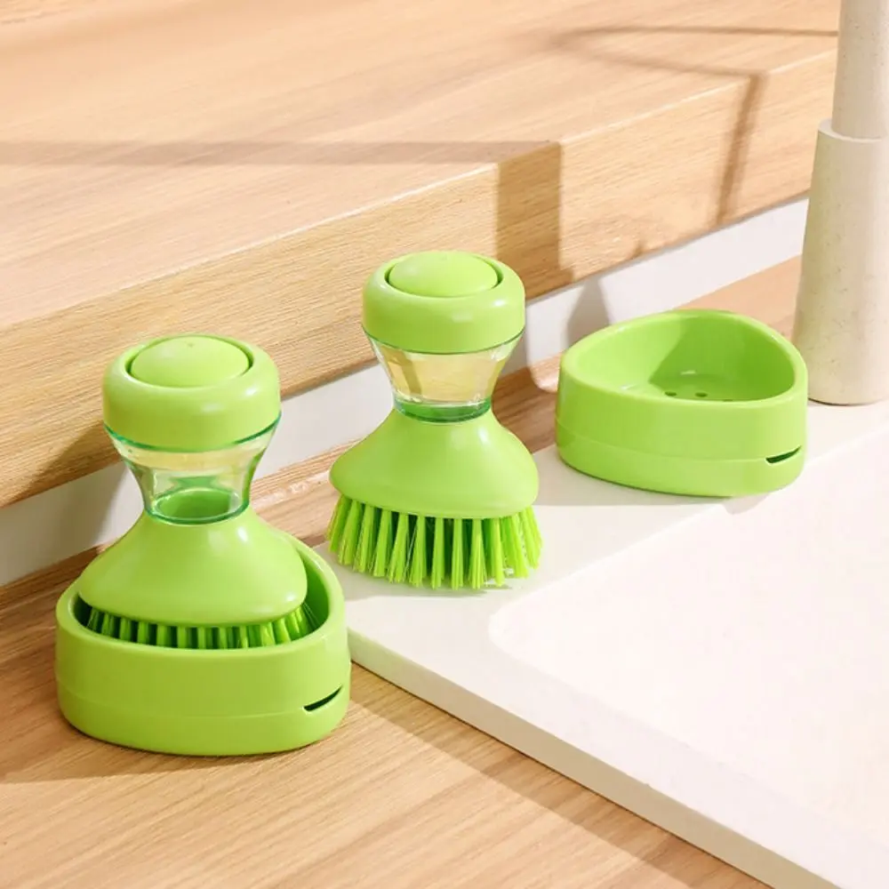 

Creative Kitchen Dish Brush Press Cleaner Press To Dispense Automatic Liquid Dishwashing Brush with Soap Dispenser