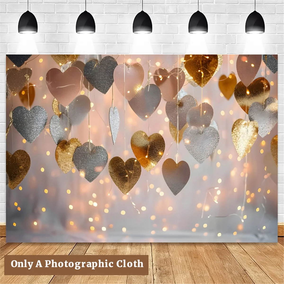 210X150cm European and American Party Backdrops Fashion Balloon Rose Pink Heart Banner Photography Backdrops,D