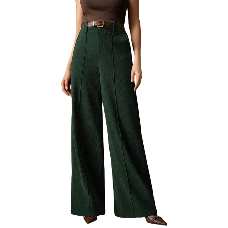 High Waist Wide Leg Pants for Women Elegant Vintage Casual Loose Fit Full Length Trousers Fashion Solid Color Straight Leg Pants