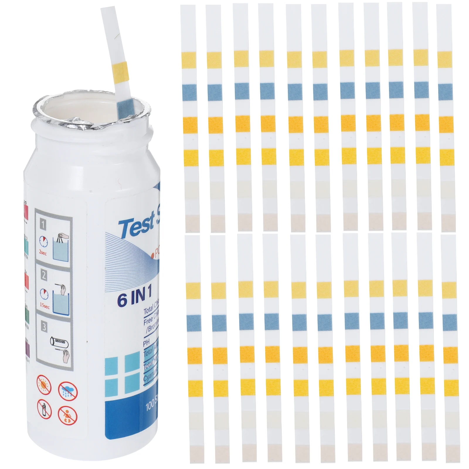 

1Set Pool PH Test Paper 6-in-1 Water Quality Testing Strips for Spa Hot Tub Hardness Alkalinity Cyanuric Acid Detection