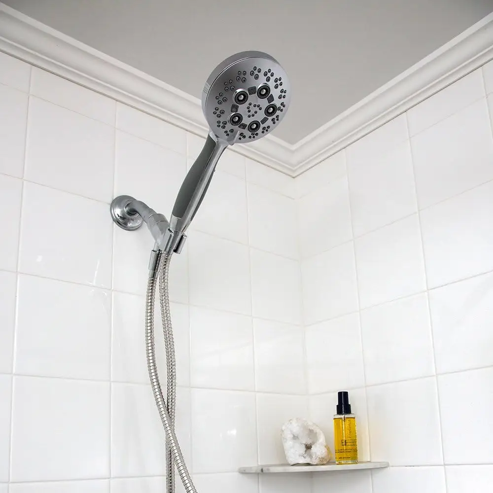 Polished Chrome Multi-Function Handheld Shower Head with 5 Spray Settings, 2.5 GPM