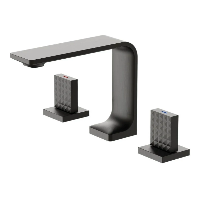 

Split basin faucet, all copper, household hot and cold faucet, three-hole hand washing and splash-proof basin