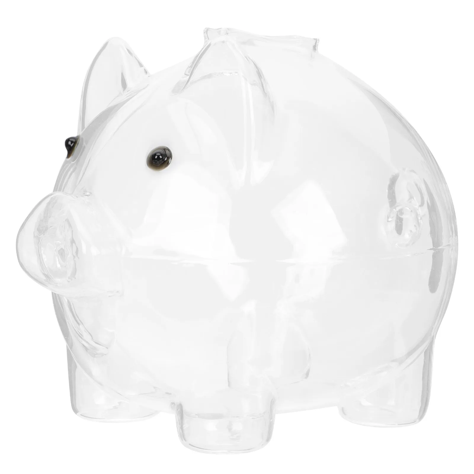 Pot à monnaie en verre transparent en forme de cochon, grande capacité, tirelire décorative au design de dessin animé pour bureau