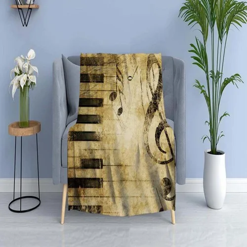 Else Carpet Else Yellow Piano Note Music Wellsoft Patterned 3D Tv Blankets