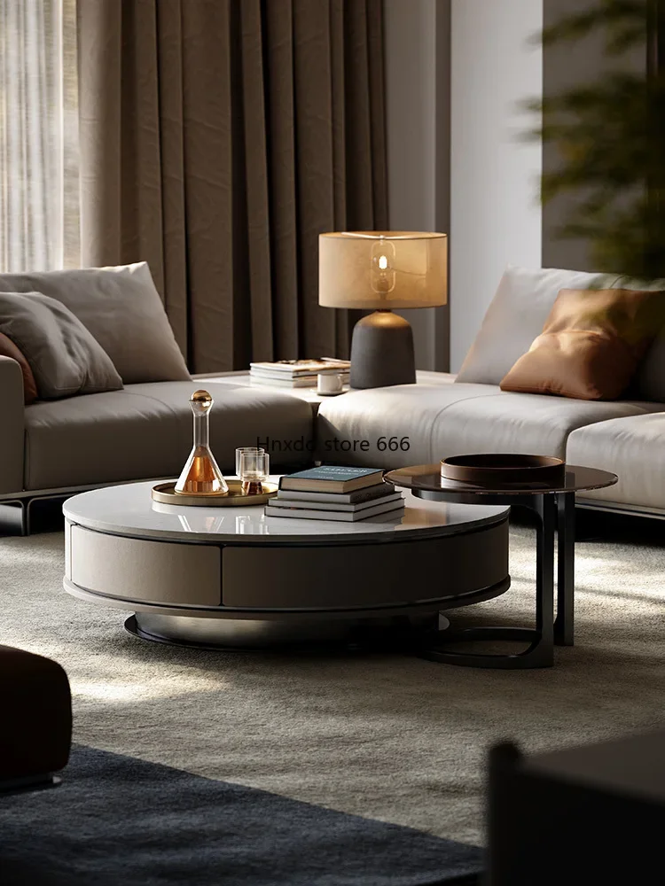 Modern Oriental natural marble coffee table round