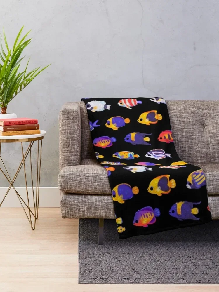 Angelfish! (marine) - name ver. Throw Blanket Hairy Thin Decorative Sofas Blankets