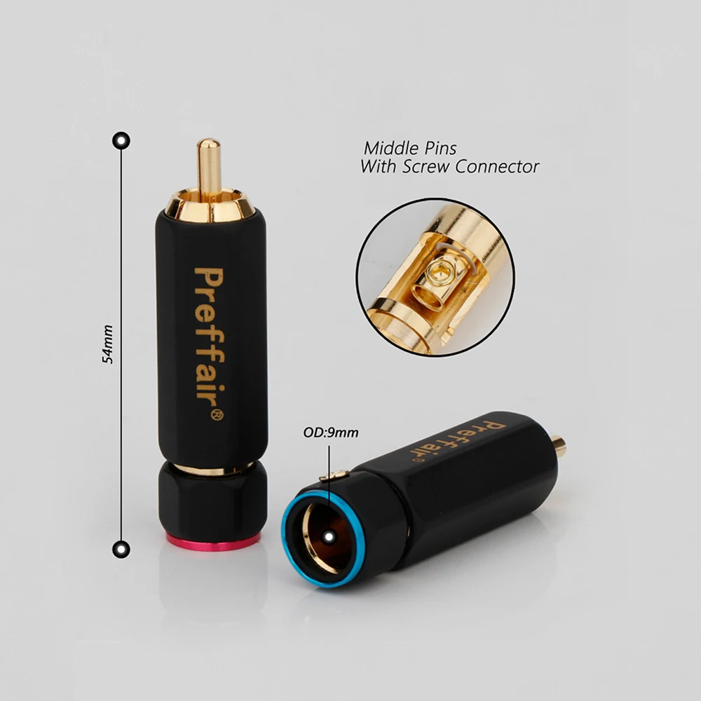 

High Quality Preffair Gold Plated RCA Plug Lock Collect Solder AV Connector Diy RCA Interconnect Cable