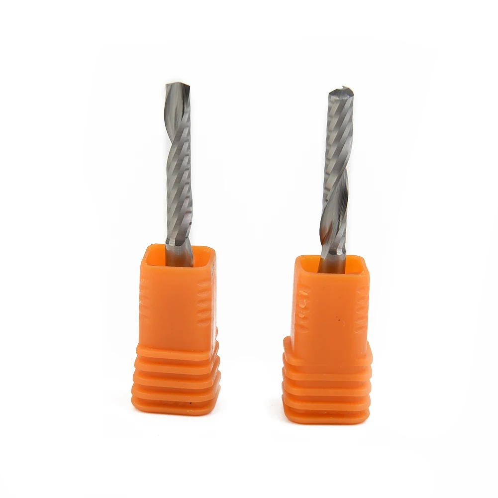 4mm Single Flute Spiral End Mill Router Bits 2pcs Carbide Tools for Aluminum MDF and Wood Cutting Applications