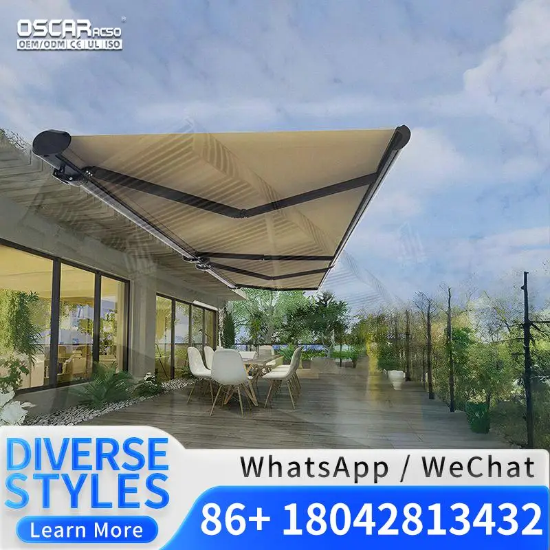Motorized Aluminum Alloy Pergola Outdoor Waterproof Louvre Gazebo Sunroom Stylish Awnings for Sun Protection Retractable Awning