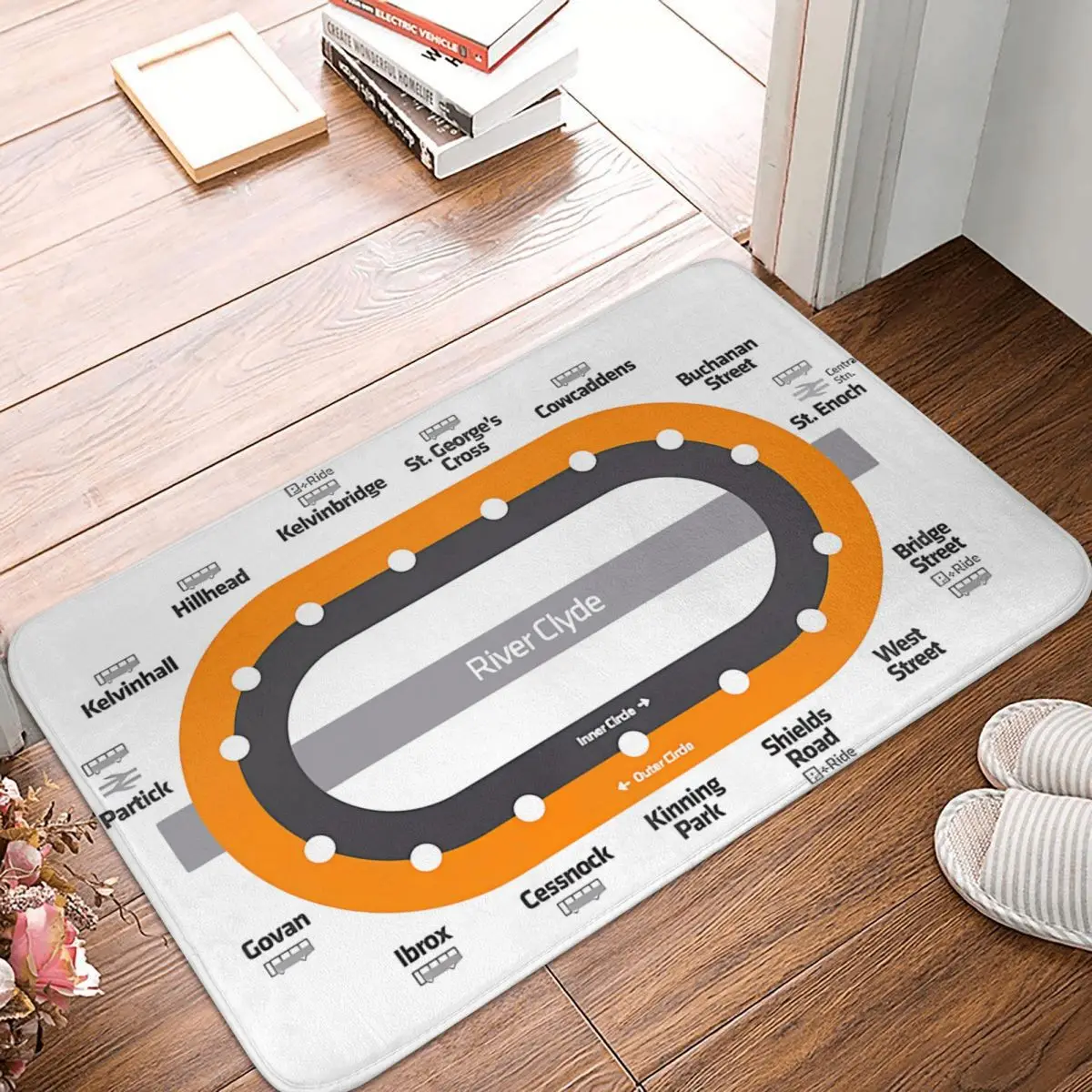 Glasgow Scotland Tube Metro Subway Train Map 40x60cm Carpet Polyester Floor Mats Mats Customizable Durable Indoor